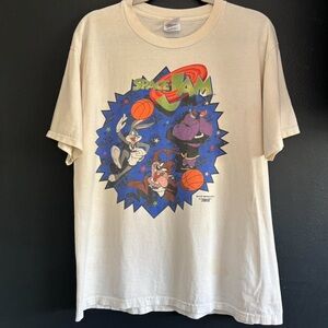 Vintage 1996 Looney Tunes Space Jam movie promo tee